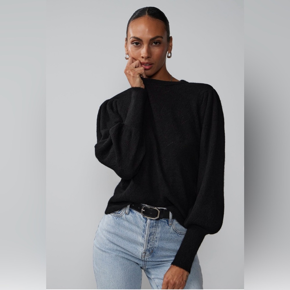 🛍️NWT New York & Company Black XXL Balloon Sleeve Star Sweater